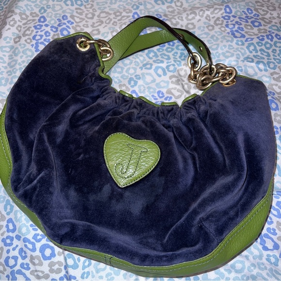 Vintage Green Blue Juicy Couture Bag Purse Handbag Satchel Velour Y2K - Picture 2 of 9